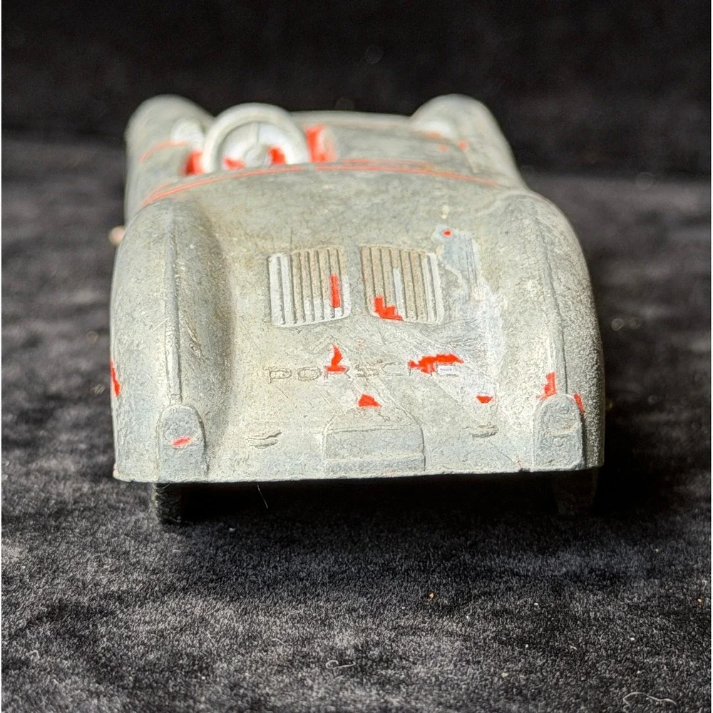 Vintage Tootsietoy Porsche 550 Spyder: Diecast Car, Silver Red, Chicago USA Made
